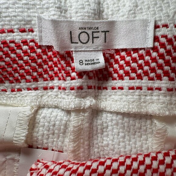 Ann Taylor Loft Red & White Striped Riviera Short Cotton Blend Size 8 - Picture 4 of 8